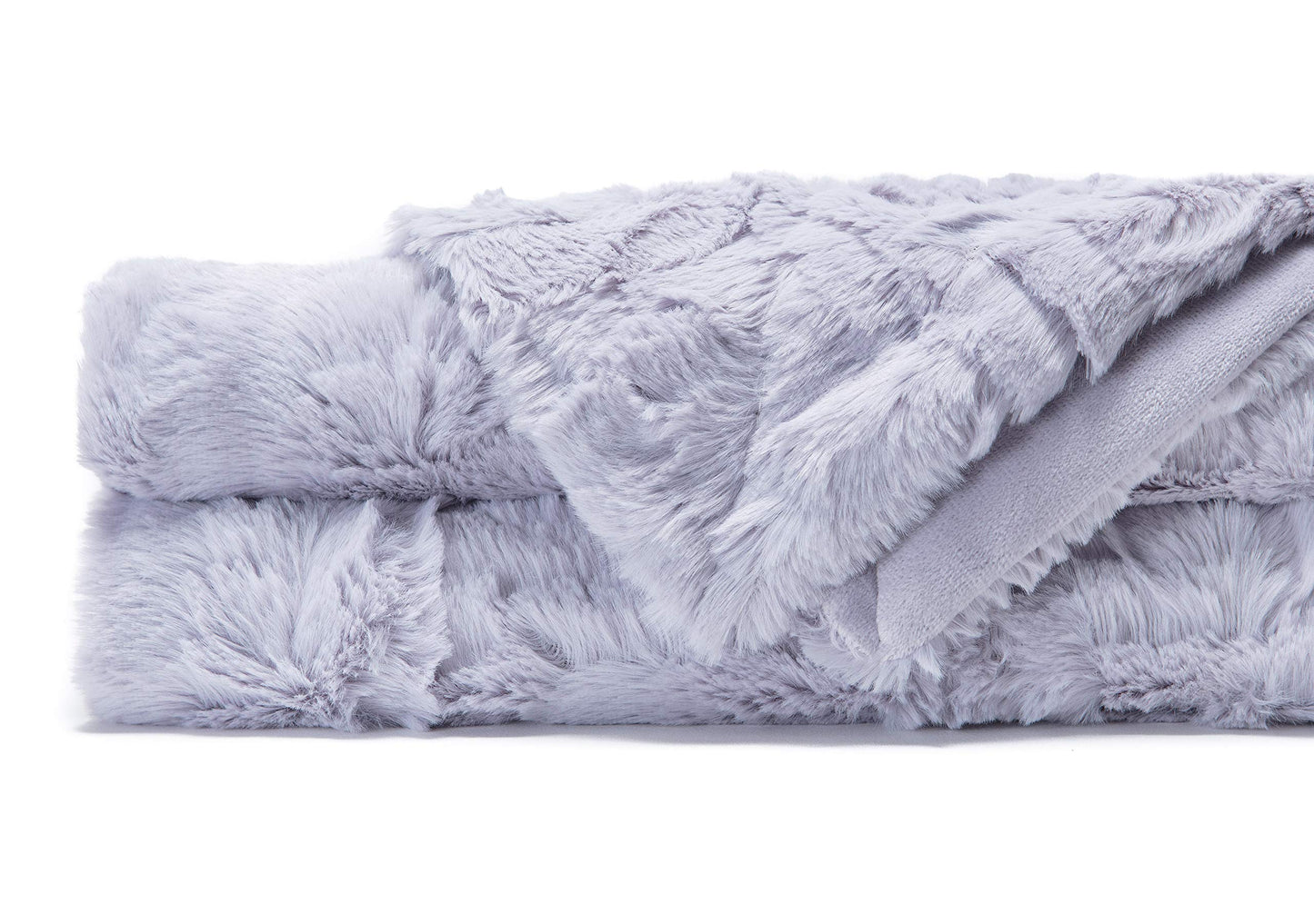 Chanasya Premium Fuzzy Faux Fur Rectangular Embossed Throw Blanket - Super Soft and Warm Lightweight Reversible Mink for Couch, Home, Living Room, and Bedroom Décor (50x65 Inches) Lavender