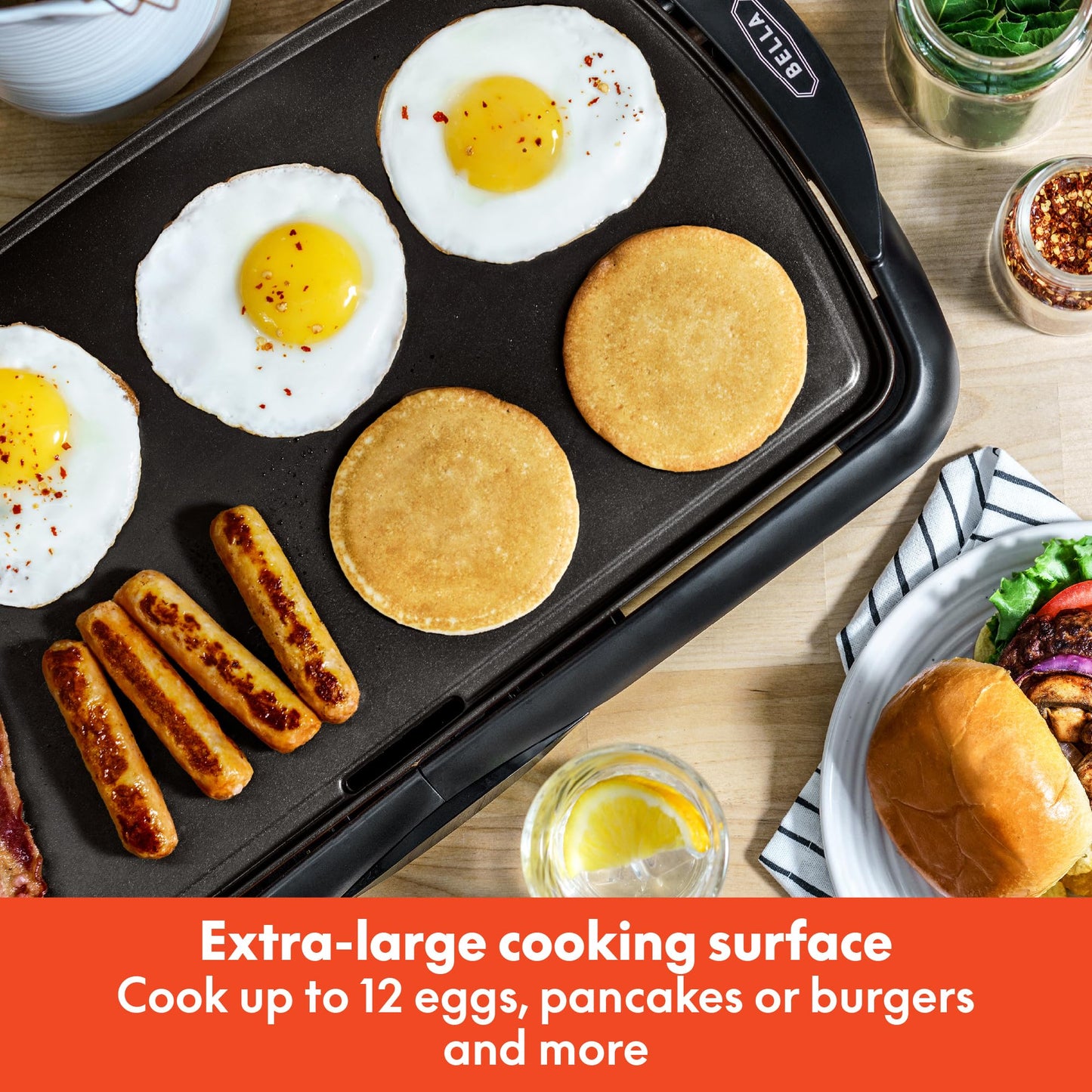 BELLA Nonstick Electric Griddle for Pancakes & Eggs