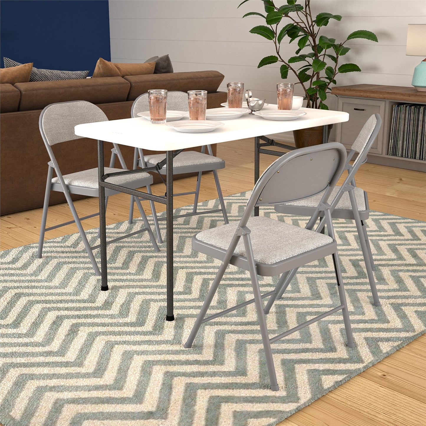COSCO SmartFold® Fabric Folding Chair, 4-Pack, Gray
