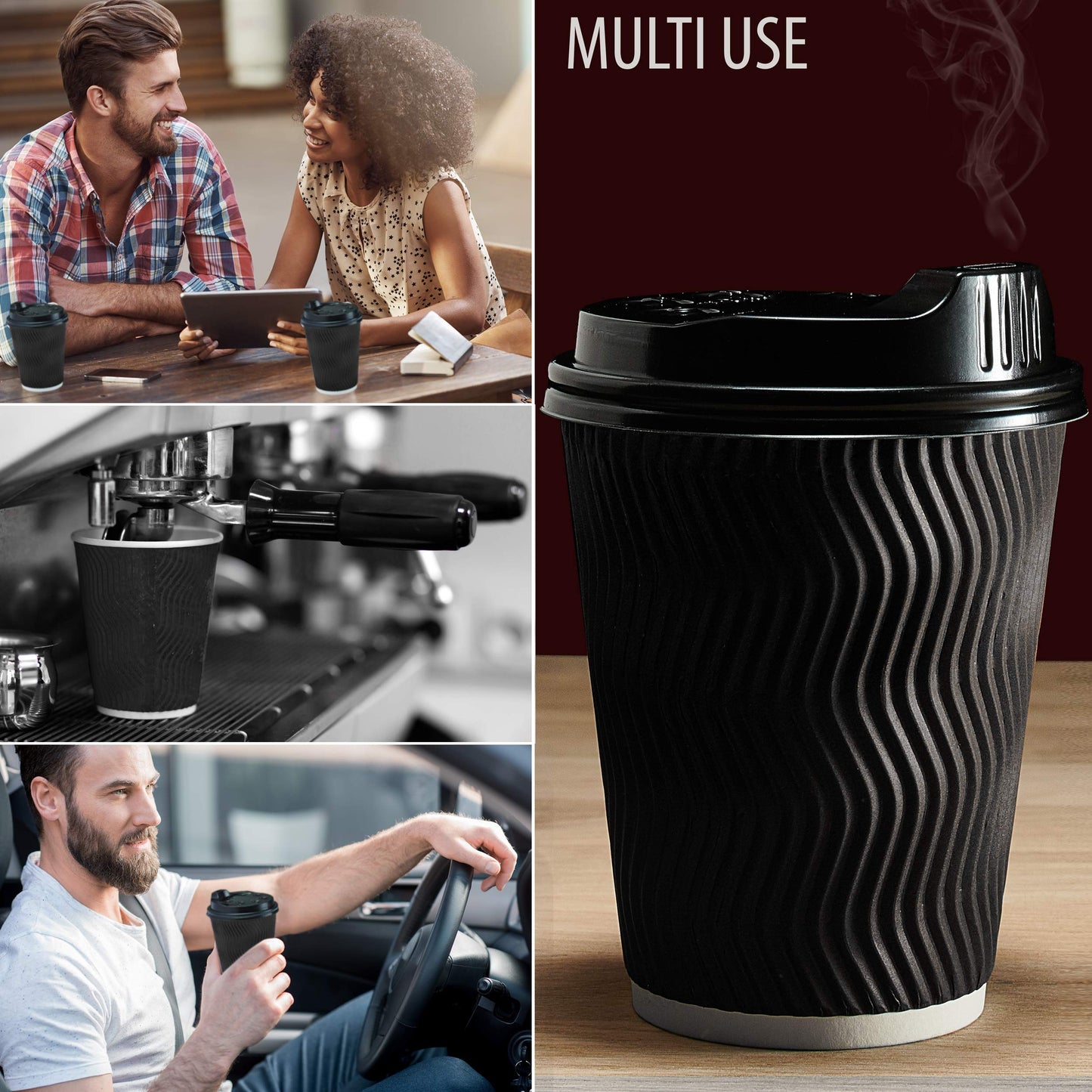 100 Pack 12 oz Insulated Disposable Coffee Cups