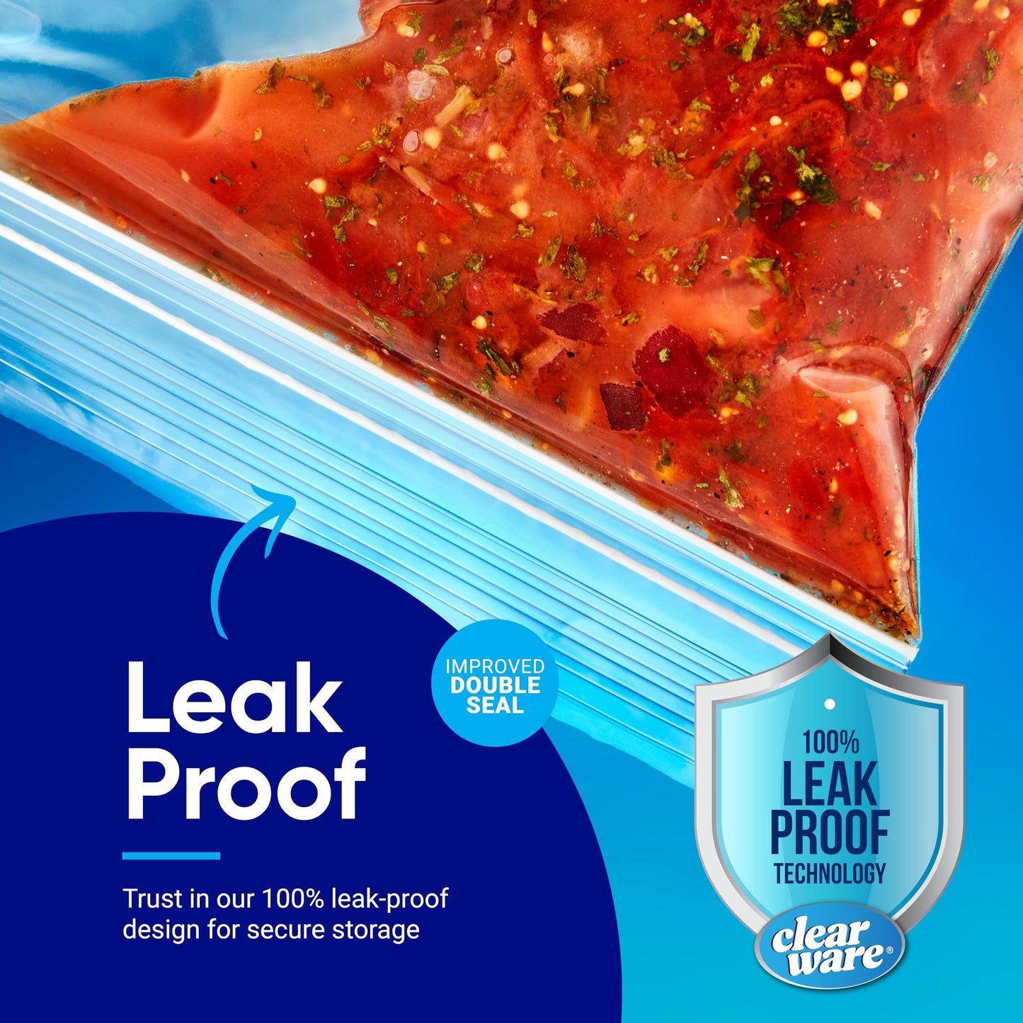 CLEARWARE Resealable Quart Storage Bags - 150 Count