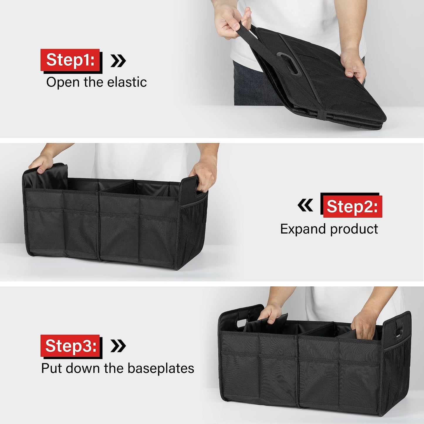 Car Trunk Organizer, 2 Compartment Waterproof Storage