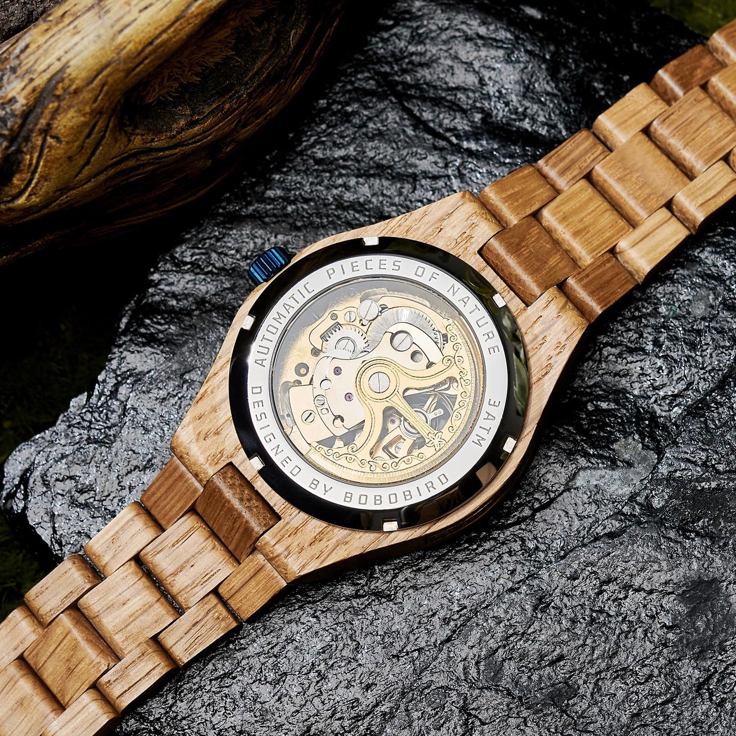 BOBO BIRD Men's Luxury Wooden Skeleton Watch