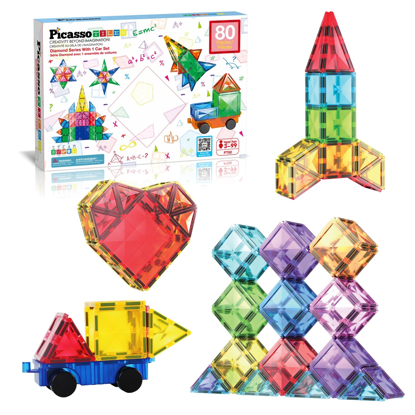 80-Piece PicassoTiles Magnetic Building Set for Kids