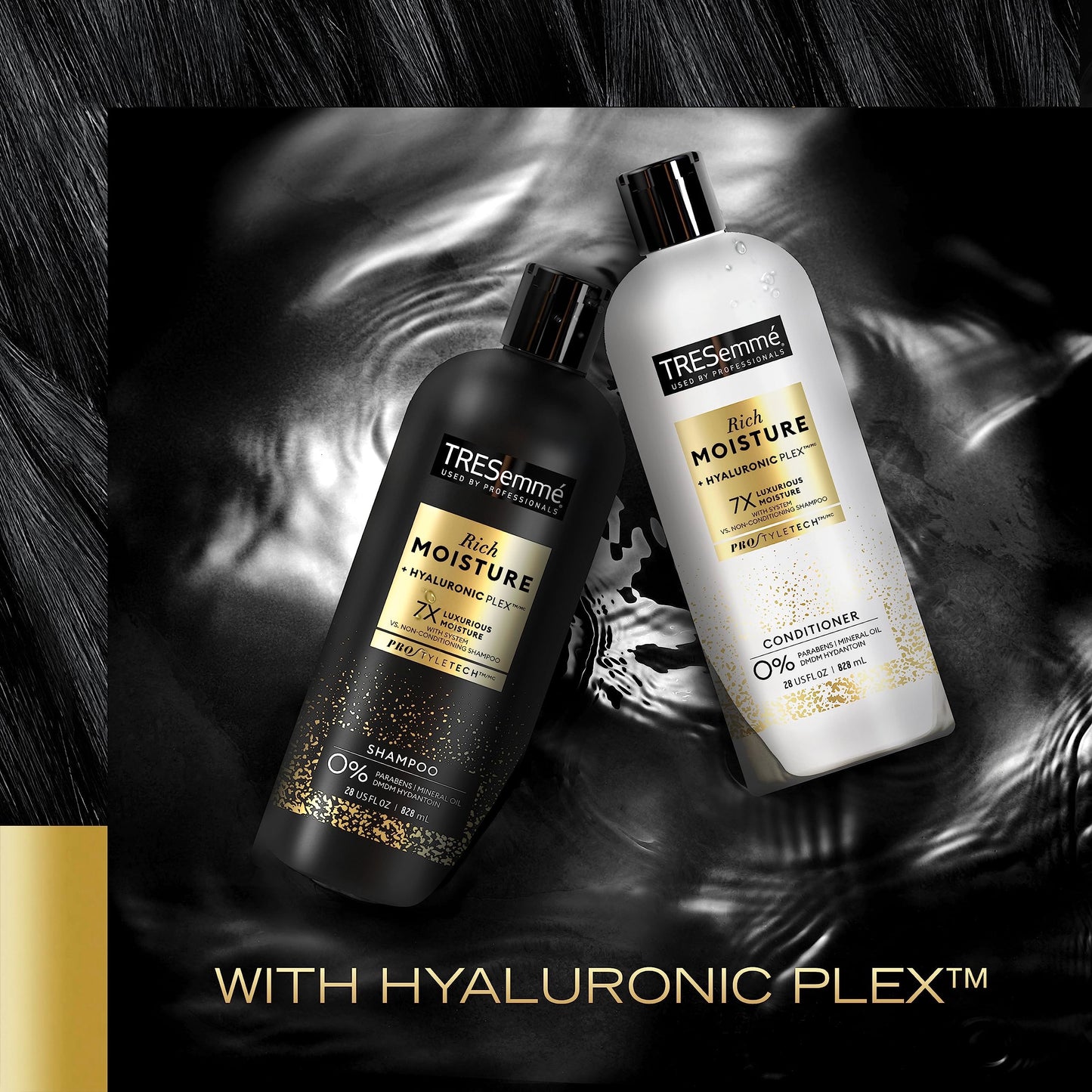 TRESemmé Shampoo Moisture Rich 3 Count for Dry Hair Professional Quality Salon-Healthy Look and Shine Moisture Rich Formulated with Vitamin E and Biotin 28 oz