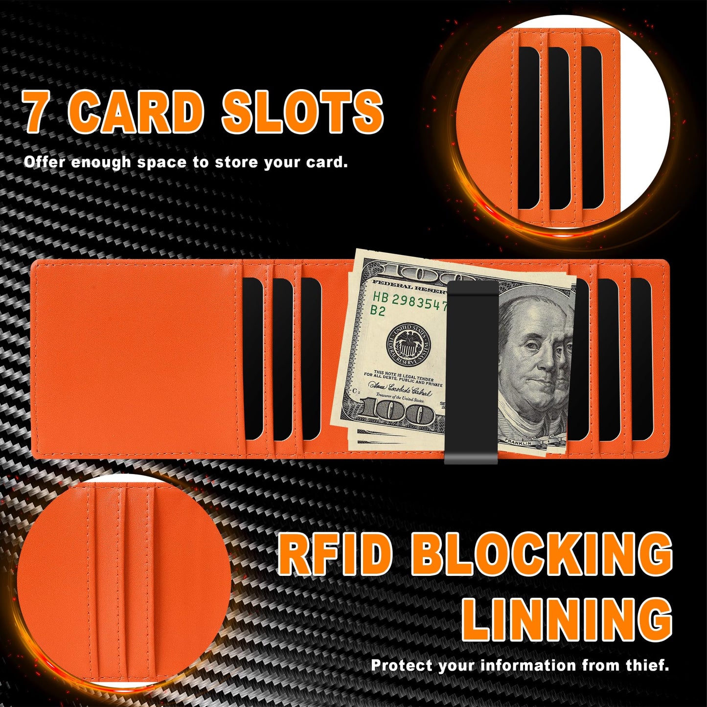 Men's RFID Blocking Slim Wallet with Money Clip