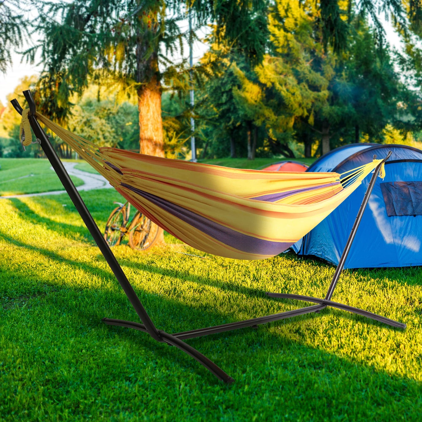 LAUREL CANYON 2-Person Hammock with Durable Space Saving Steel Stand, 450 lb Capacity, Premium Carry Bag Included,Tropical