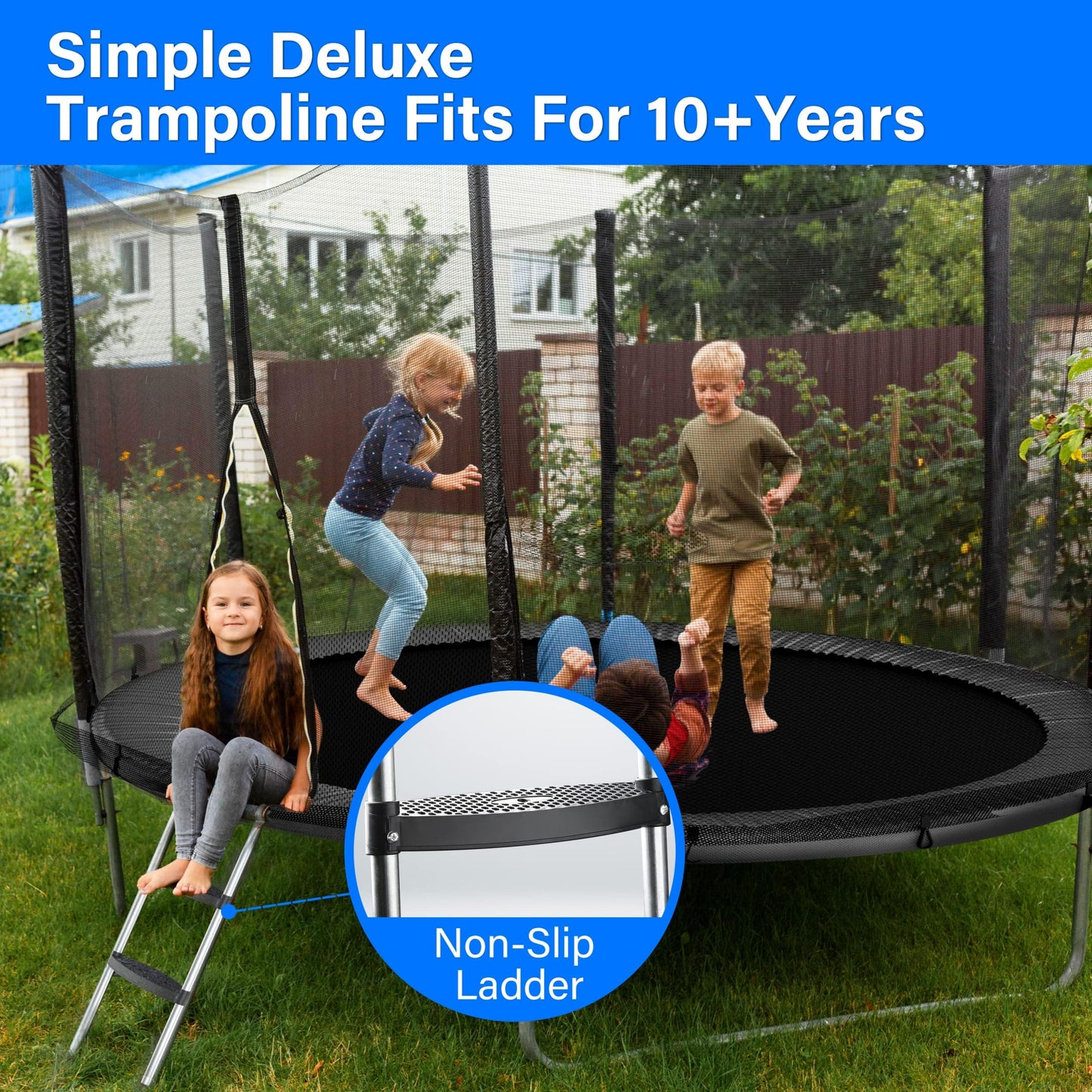 14FT Trampoline with Safety Enclosure and Wind Stakes