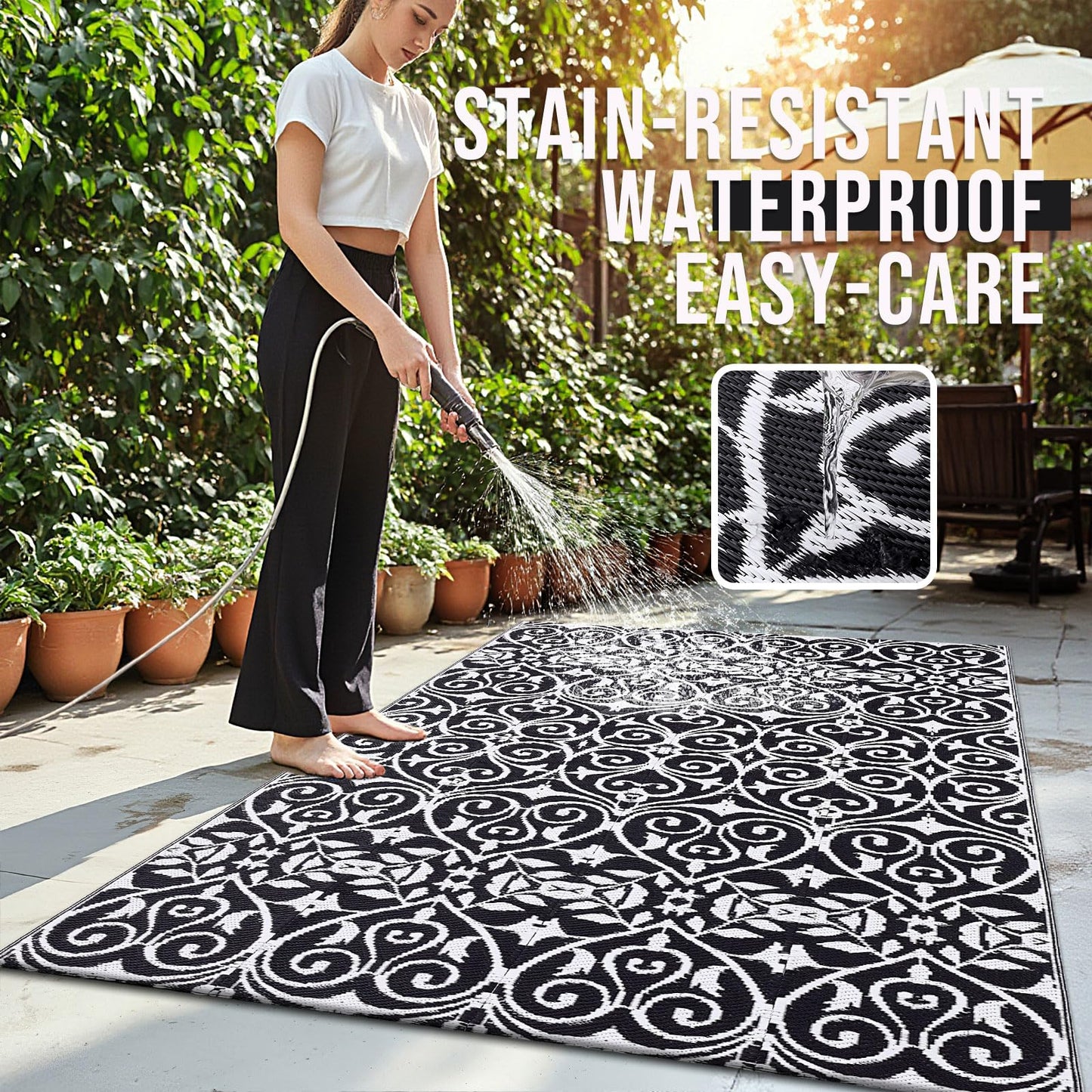 5x8 Outdoor Waterproof Rug for Patio & Deck