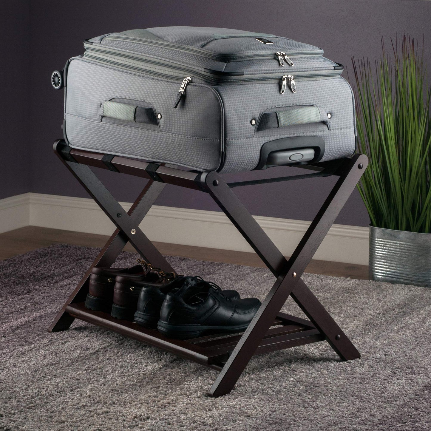 Winsome Luggage Rack with Storage Shelf