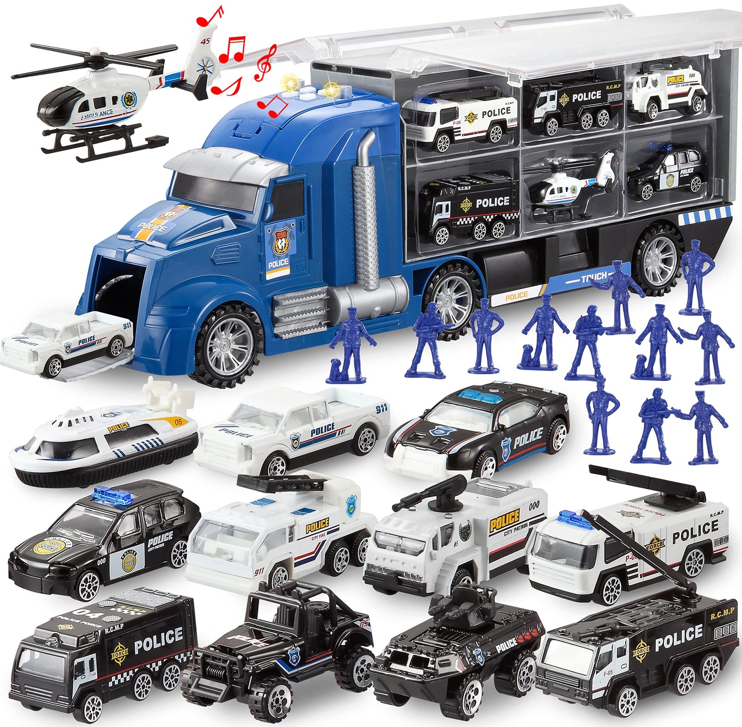 JOYIN 25-in-1 Police Rescue Truck Toy Set