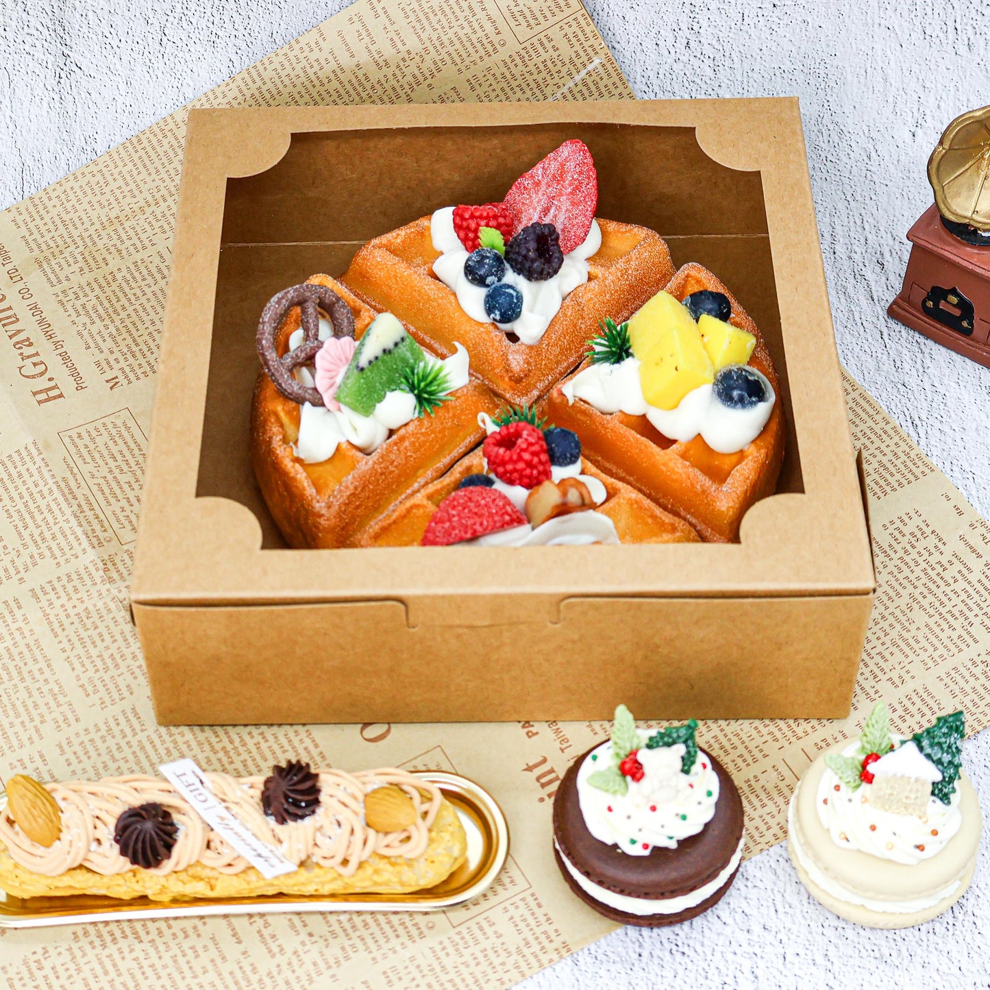 Brown Bakery Boxes with Window, 50pcs 8x8x2.5"