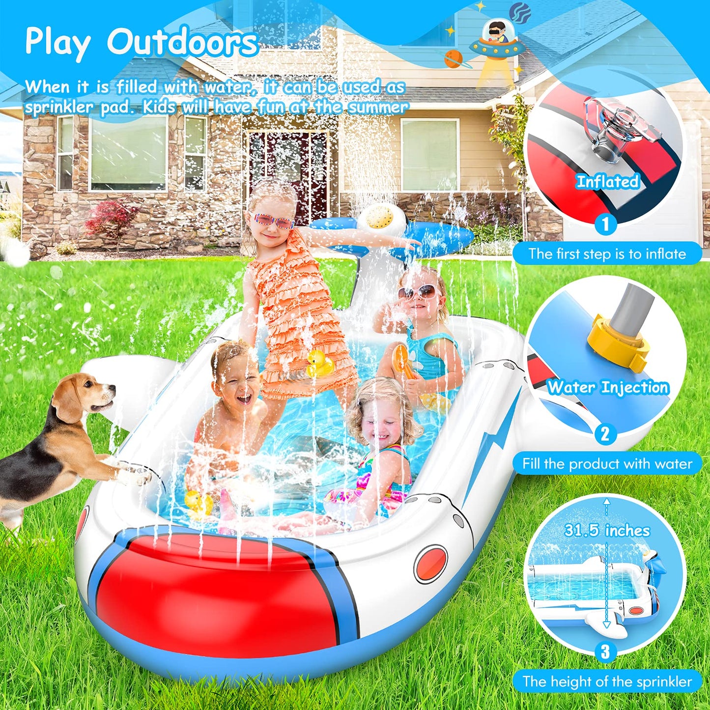Inflatable 3-in-1 Kiddie Pool for Toddlers