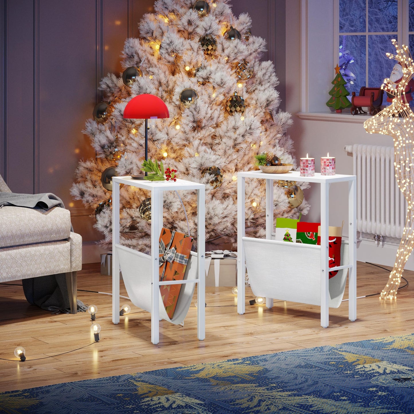 Narrow Side Table with USB Ports & Storage