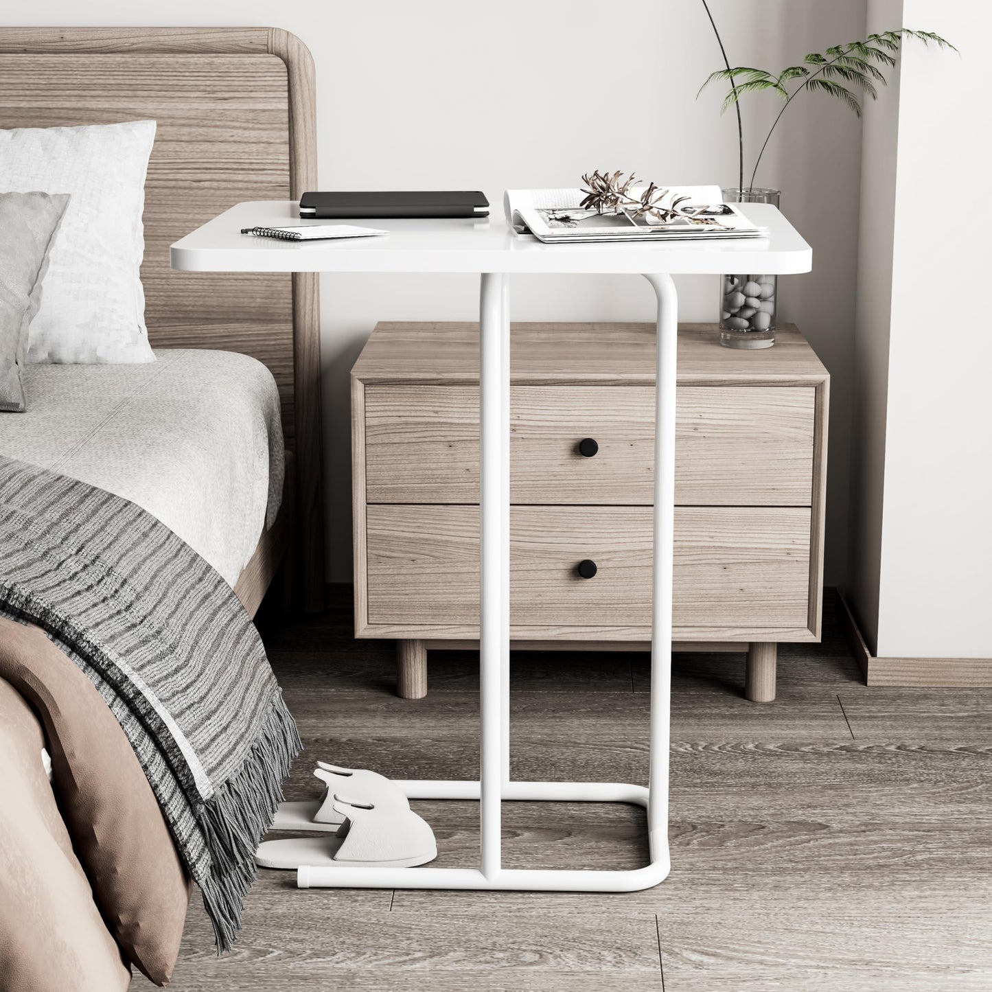 C-Shaped Side Table for Living Room & Bedroom