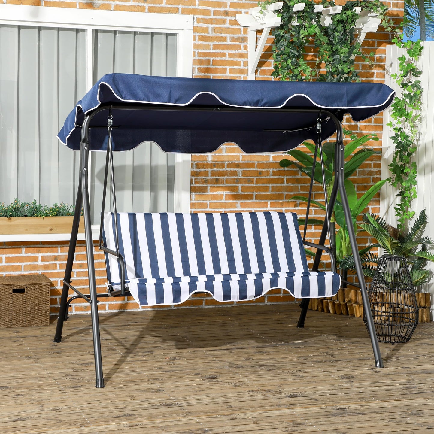 Outsunny 3-Seat Patio Swing Chair with Canopy
