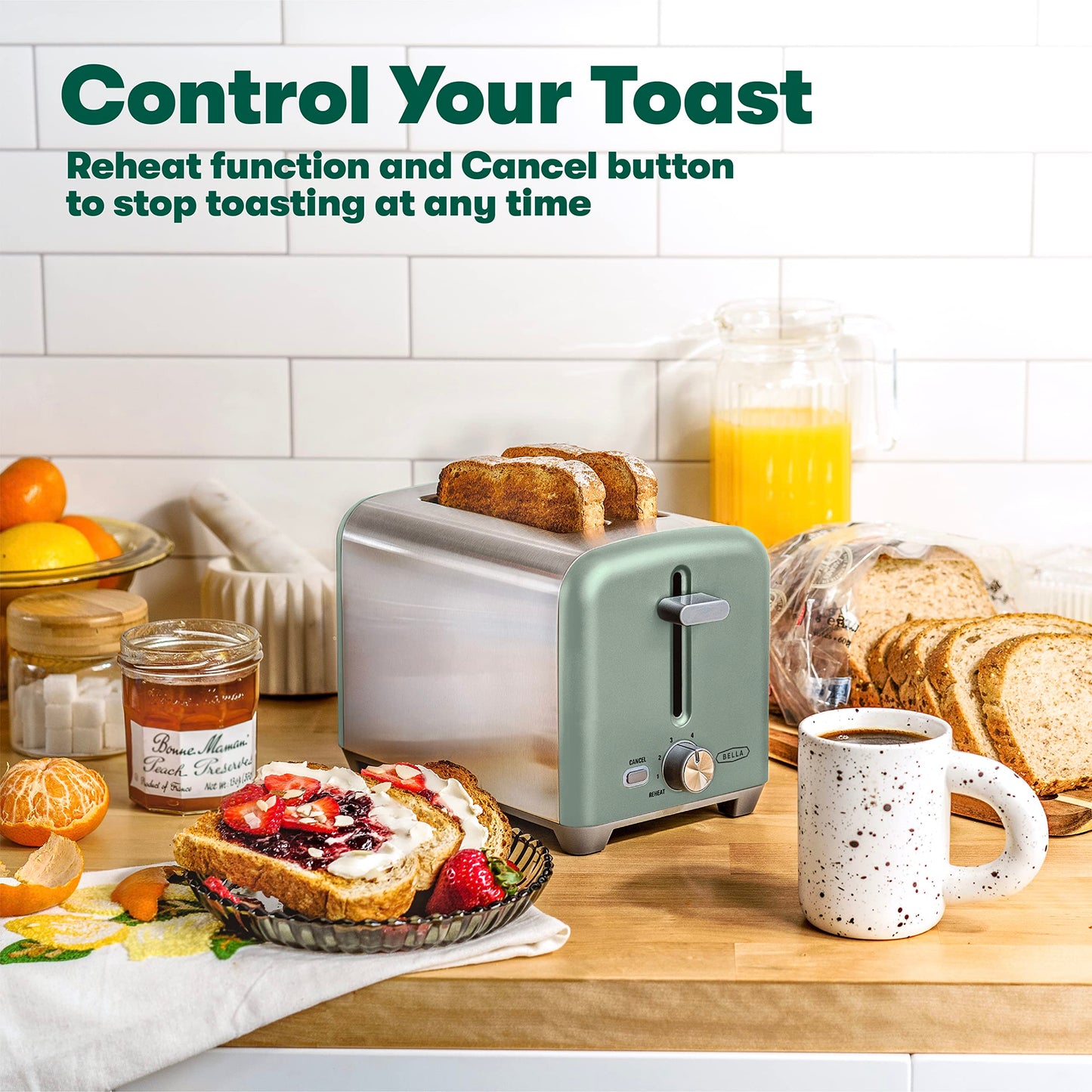 BELLA 2-Slice Toaster with Drop-Down Crumb Tray