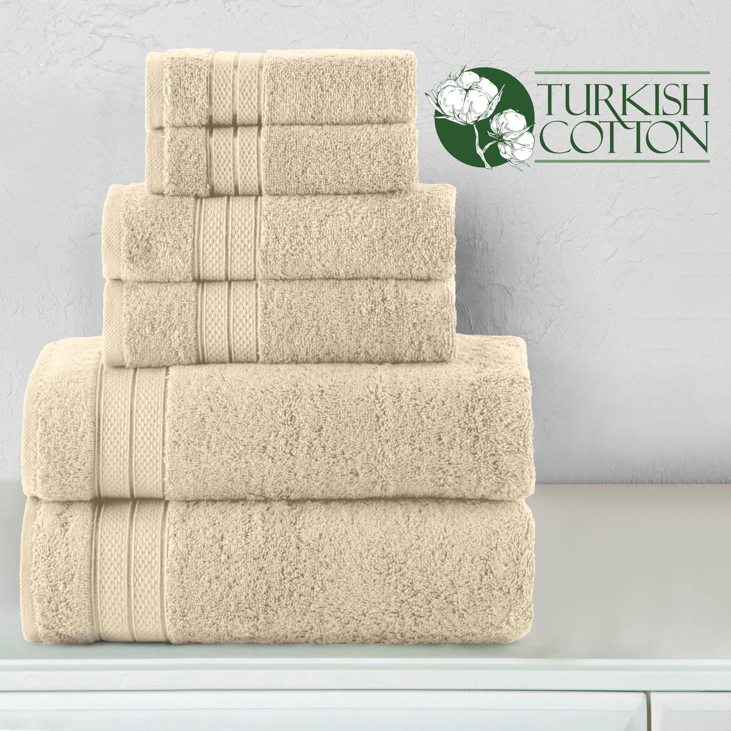 6-Piece Luxury Turkish Cotton Towel Set