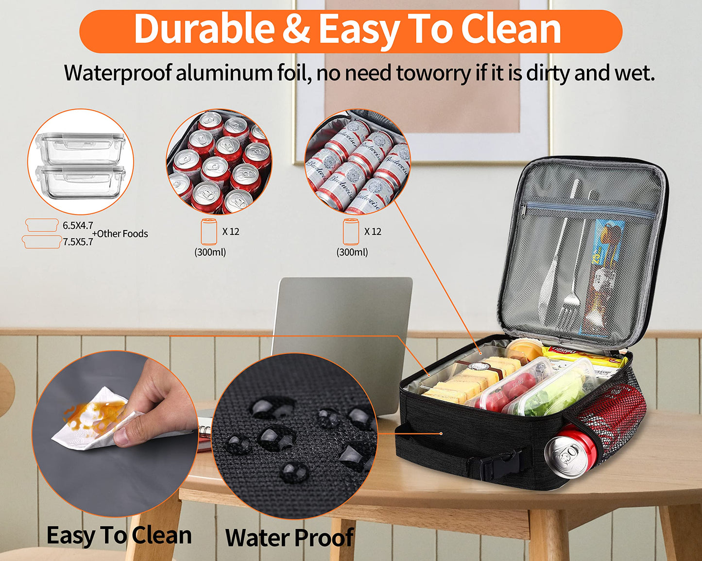 Insulated Reusable Lunch Box for Men and Women