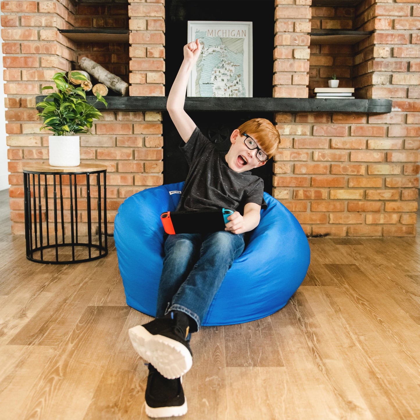 Big Joe Classic Bean Bag Chair, Sapphire Smartmax, Durable Polyester Nylon Blend, 2 feet Round