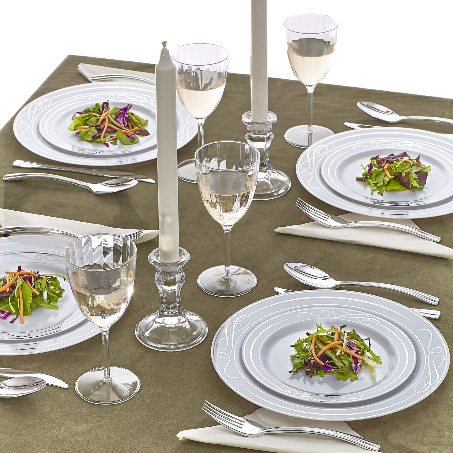 Heavy Duty Plastic Dinner Plates Set - 40 Pieces