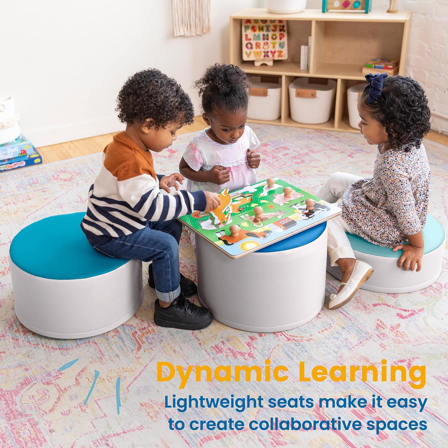 3-Piece ECR4Kids SoftZone Stump Stool Set