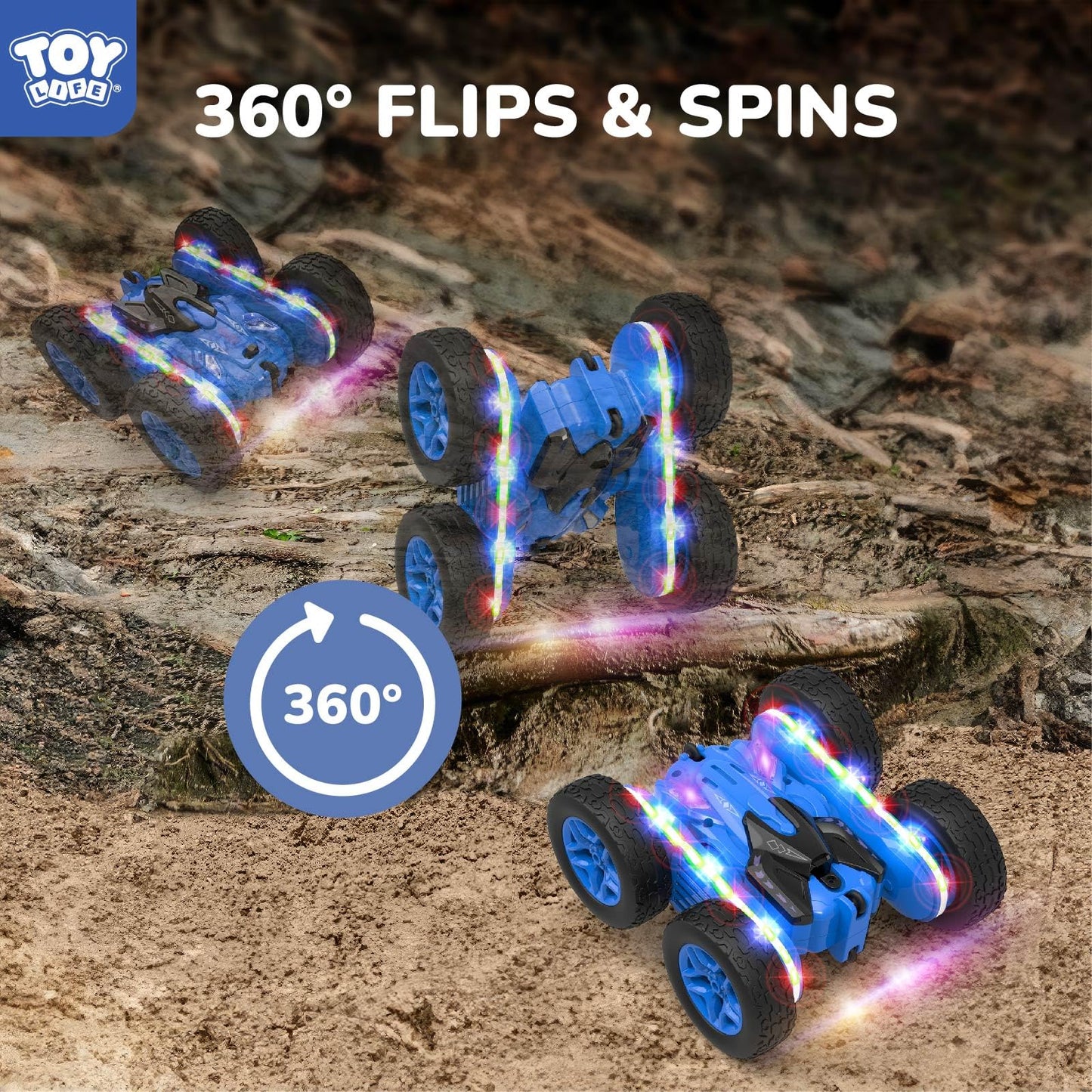 TOY Life Kids Stunt Remote Control Car 2.4G HZ Remote Control Cars RC Stunt Car Remote Control Toys for Boy & Girl RC Stunt Car Double Sided 360° Rotating Cars Birthday for Kids
