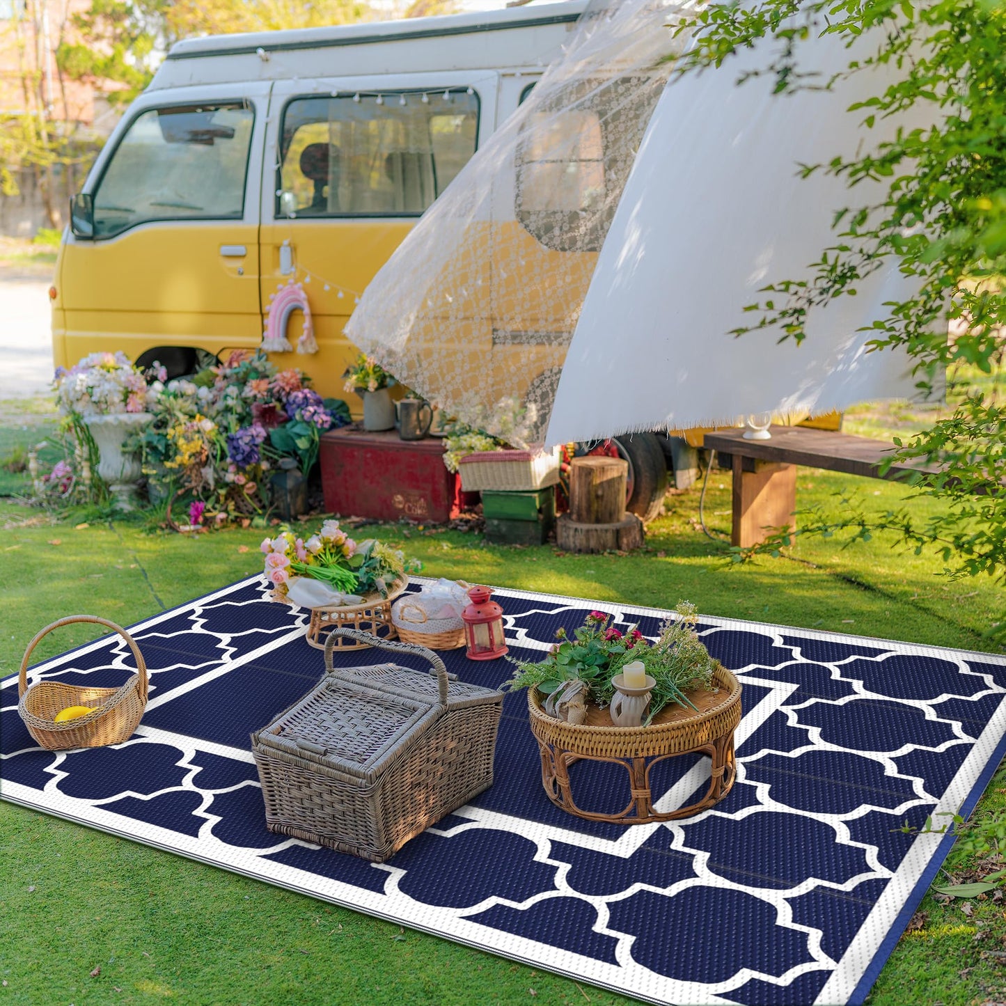 GENIMO Waterproof Outdoor Rug for Patio & Beach