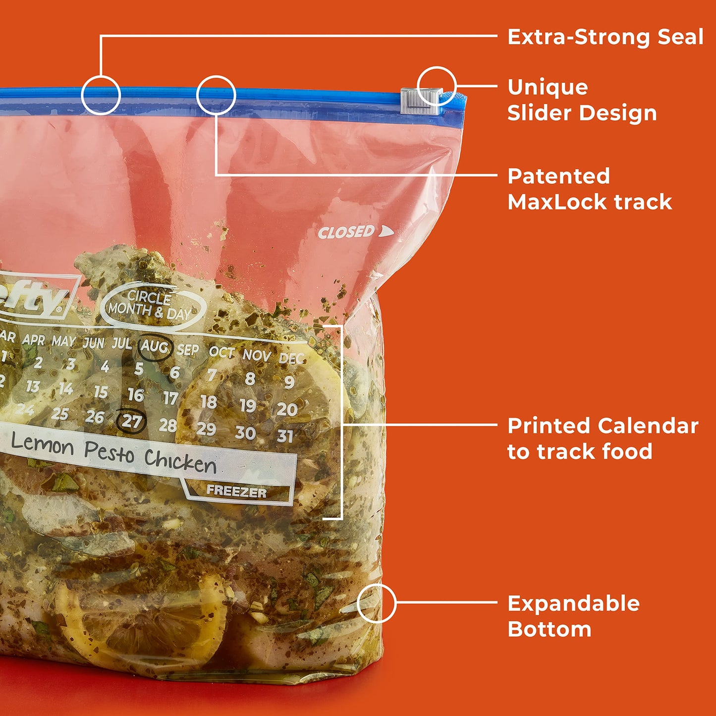 Hefty 1 Gallon Slider Freezer Bags, 25 Count