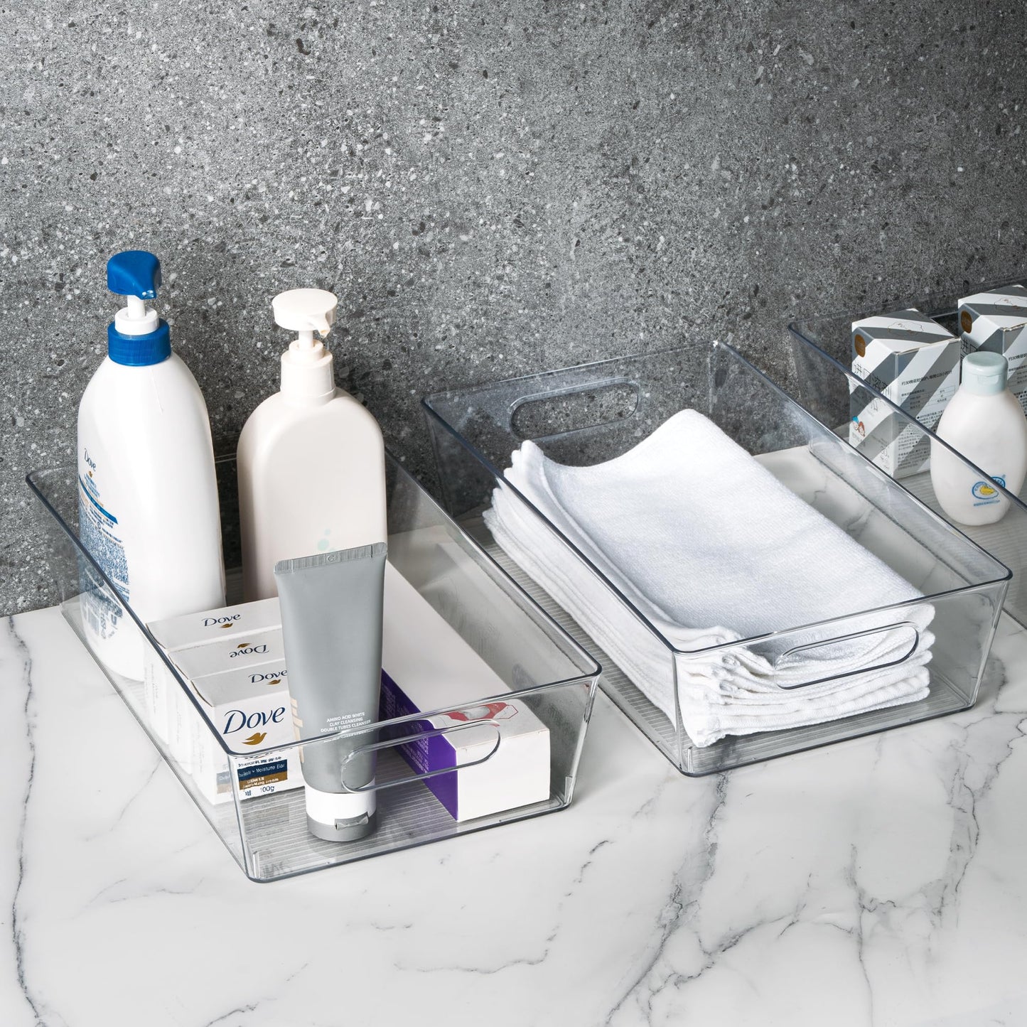 Clear Storage Bins for Home Organization - 6 Pack