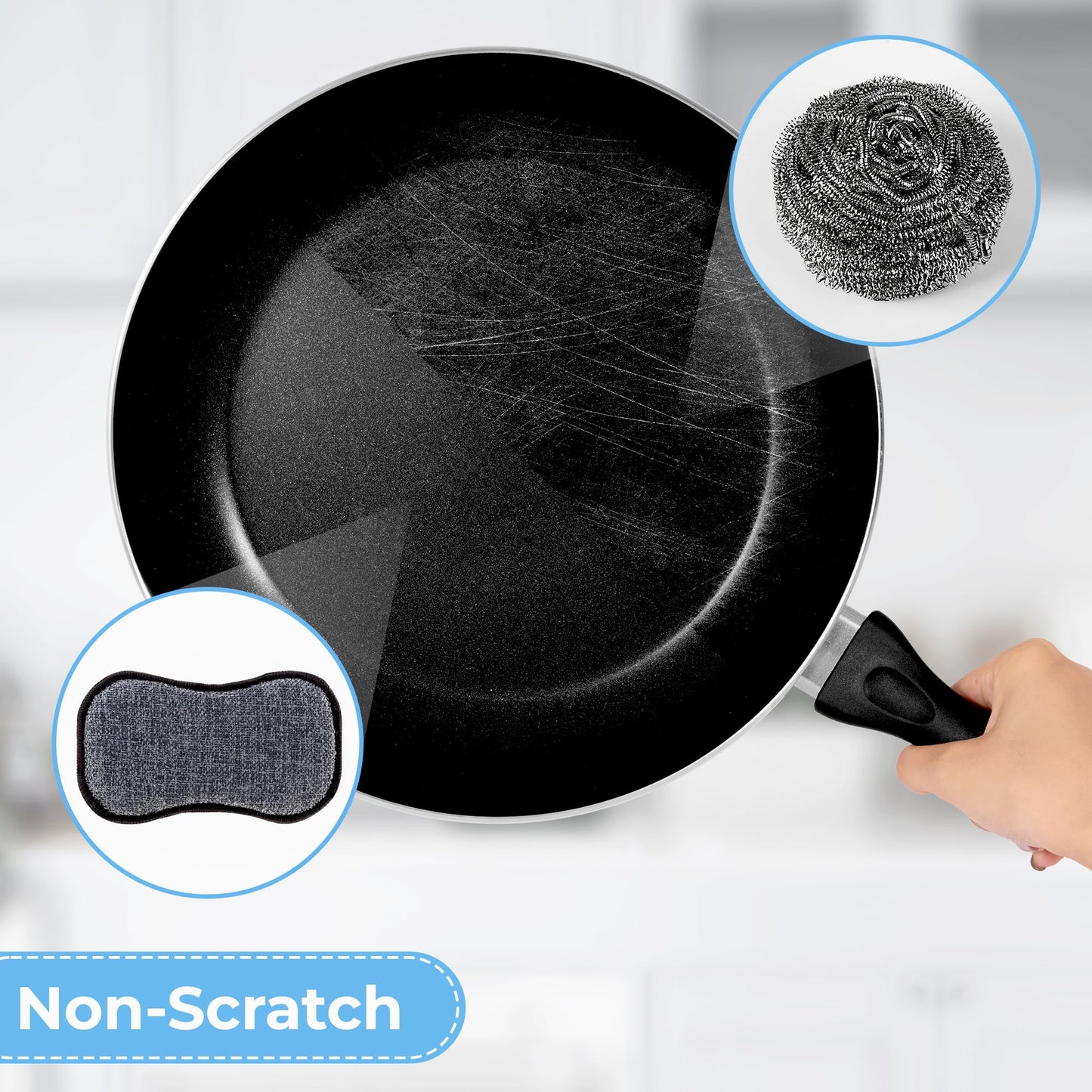 6 Pack Non-Scratch Kitchen Scrub Sponges