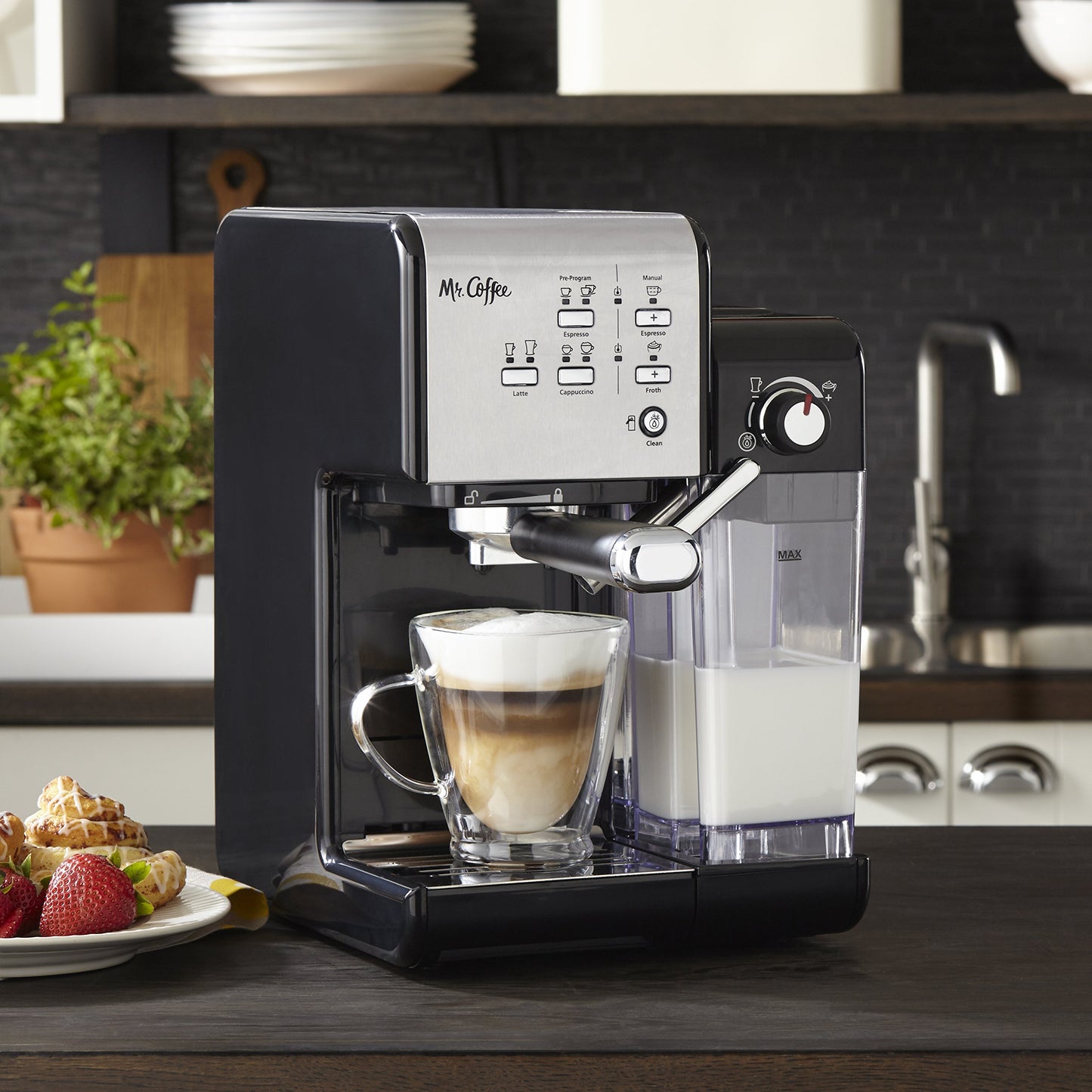 Mr. Coffee Programmable Espresso Machine with Frother