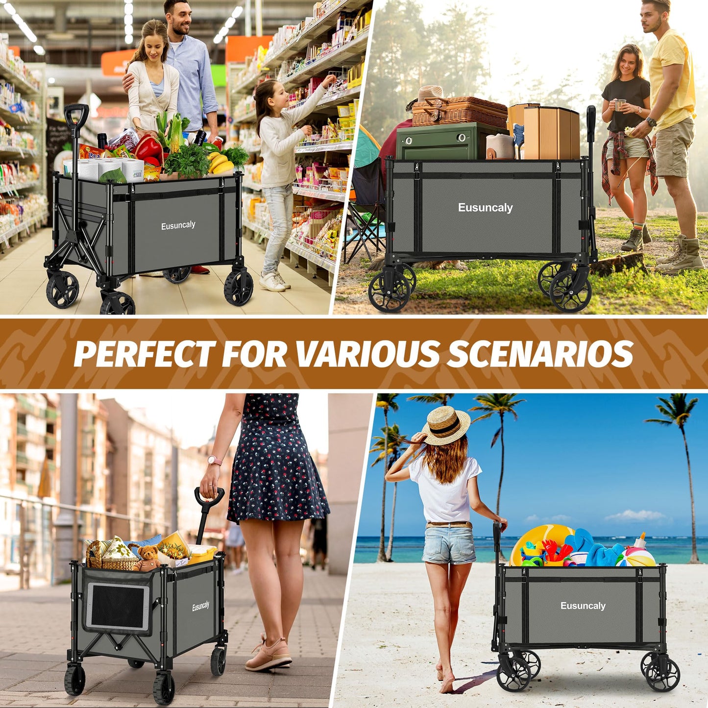 Collapsible Outdoor Utility Wagon for Shopping