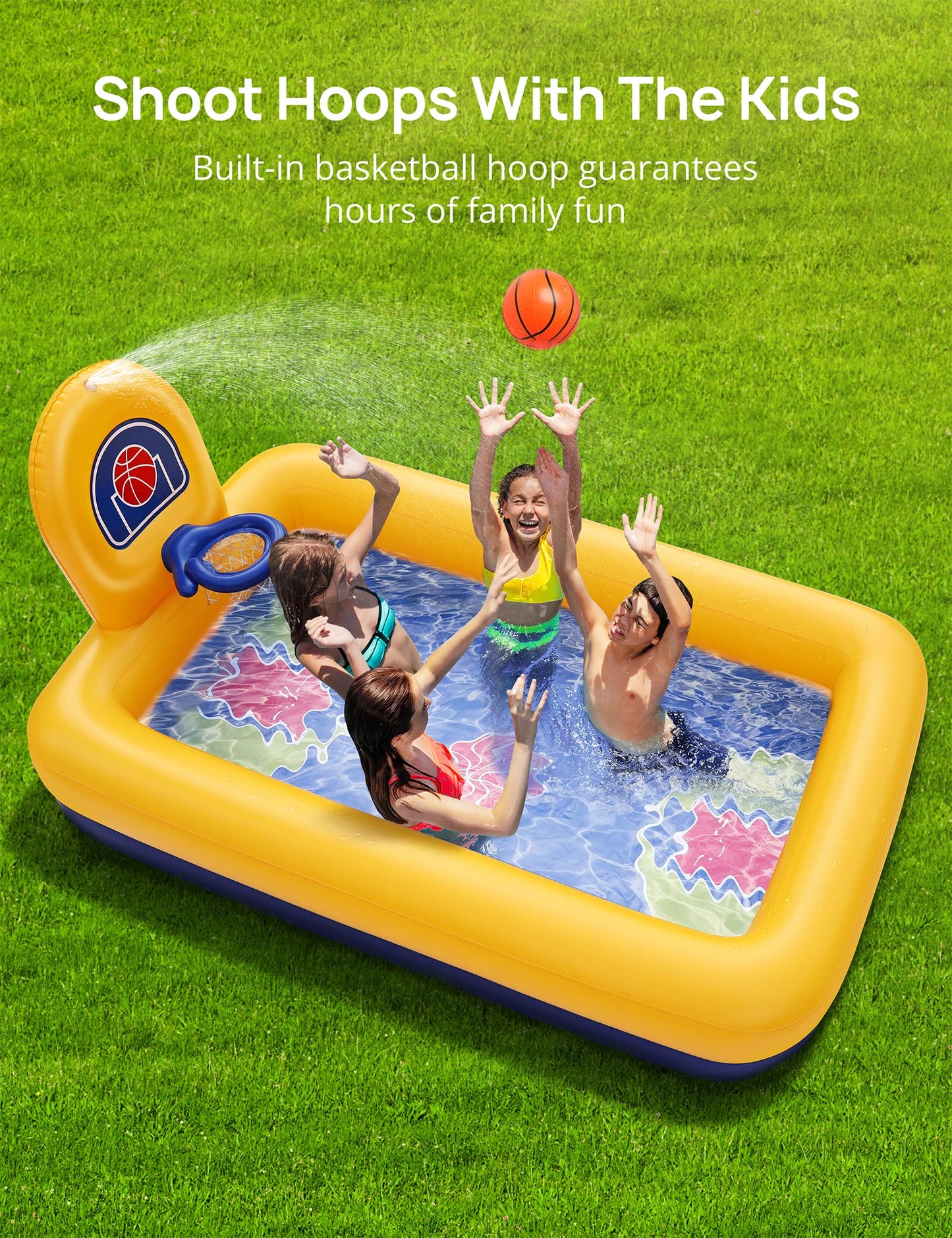 Kiddie Pool, Evajoy Inflatable Kids Pool, Summer Water Party Inflatable Pool for Backyard & Garden 90 * 55 * 35 inch