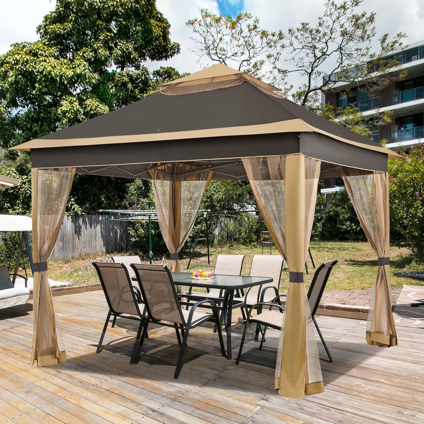 11x11 Pop Up Gazebo with Mesh Netting