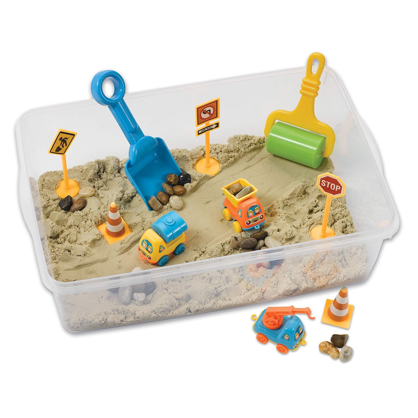 Construction Zone Sensory Bin Playset for Kids