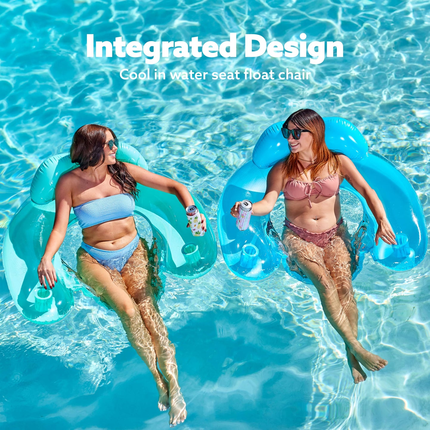 2 Pack Inflatable Pool Chairs with Cup Holders