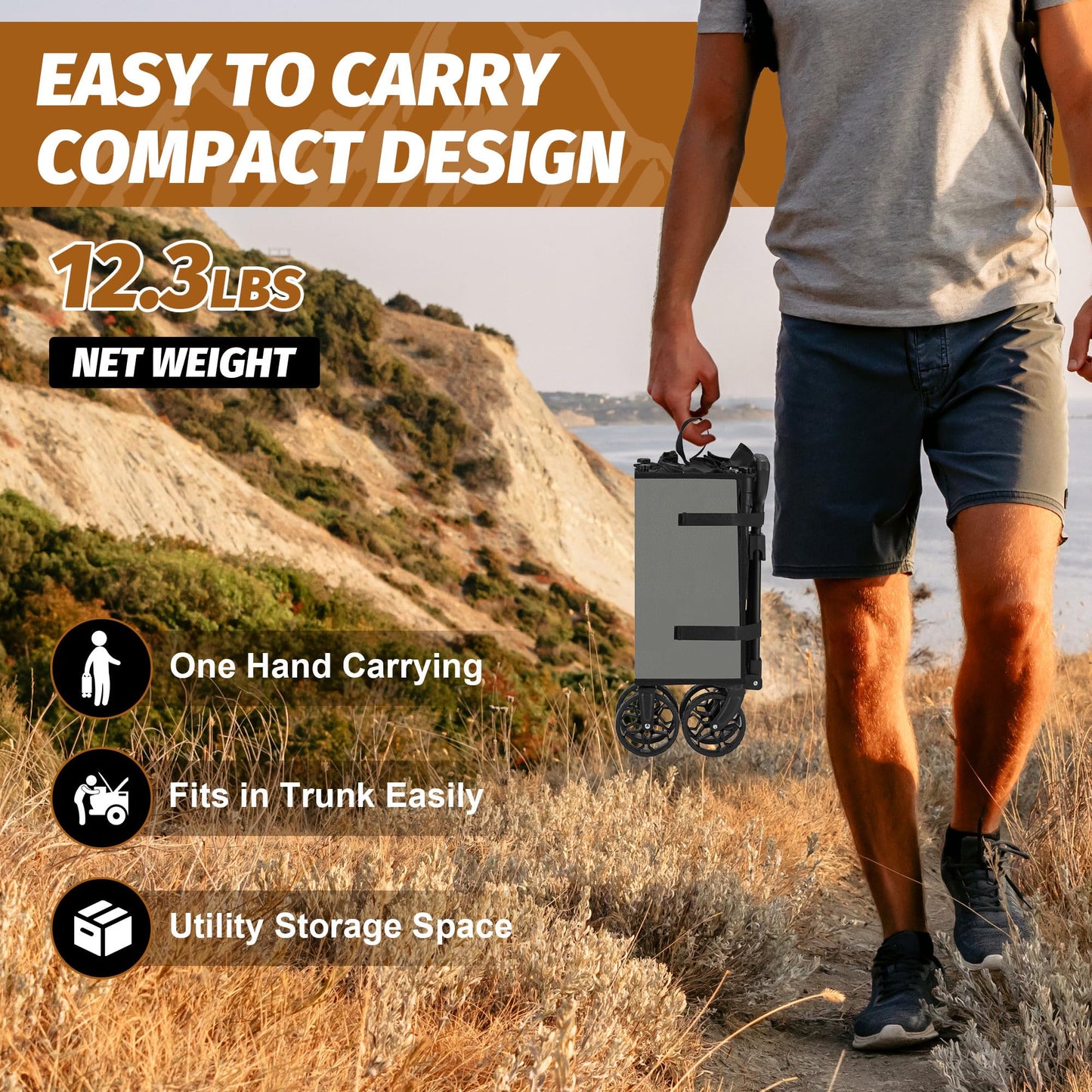 Collapsible Outdoor Utility Wagon for Shopping