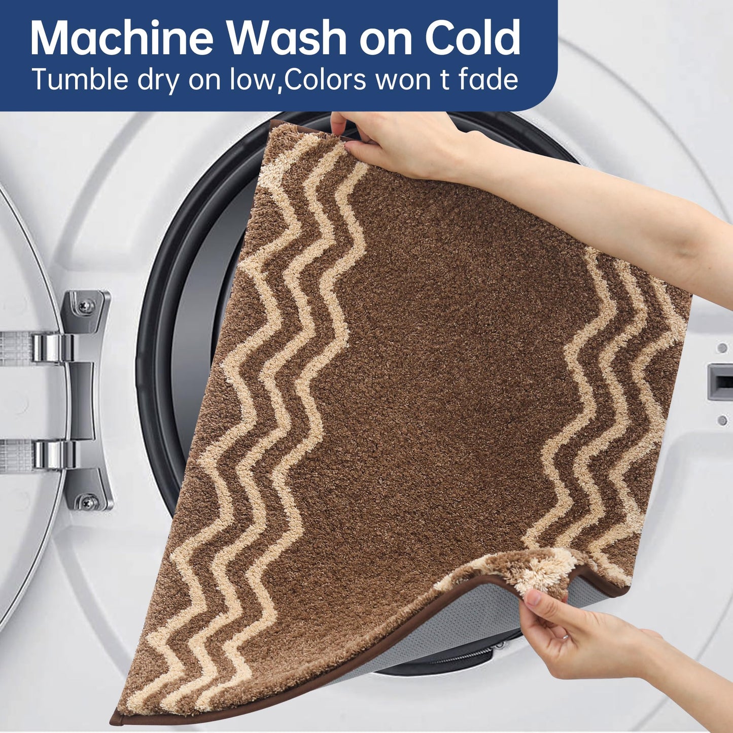 COSY HOMEER Extra Thick Bath Nursery Rugs for Bathroom - Anti-Slip Bath Mats Soft 100% Strong Polyester Rug Living Room Bedroom Home Mat Floor Water Absorbent (Brown,24x48 - Inches)