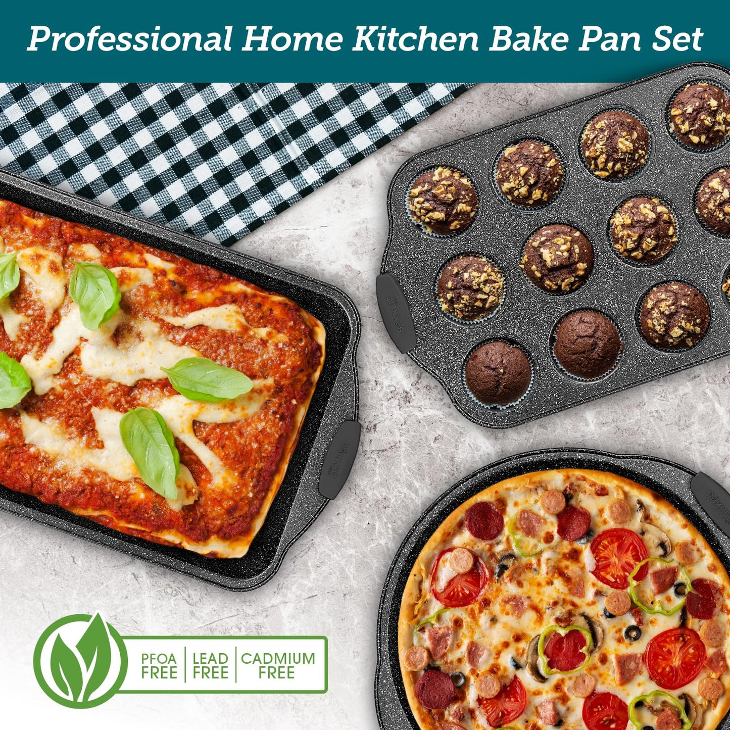 8-Piece Nonstick Bakeware Set by BAKKENMASTER