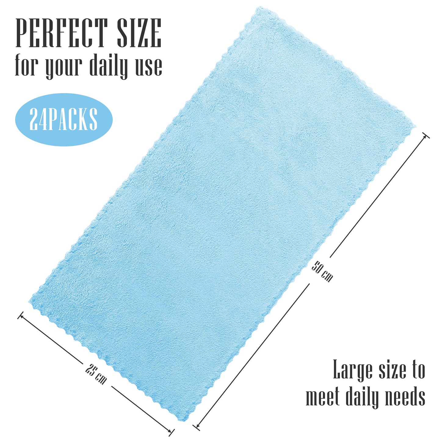 Sunny zzzZZ 24 Pack Kitchen Towels (Aquamarine, 10 x 20 Inch) - Does Not Shed Fluff - No Odor Reusable Dish Towels, Premium Dish Cloths, Super Absorbent Coral Fleece Cleaning Towels