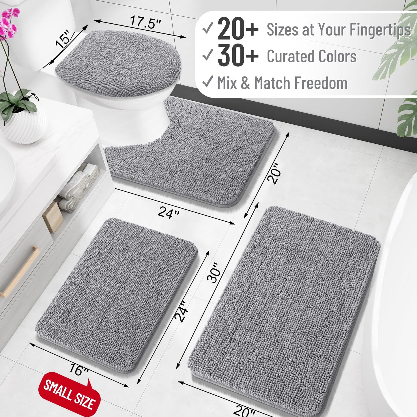 OLANLY Absorbent Chenille Bath Rugs, Quick Dry