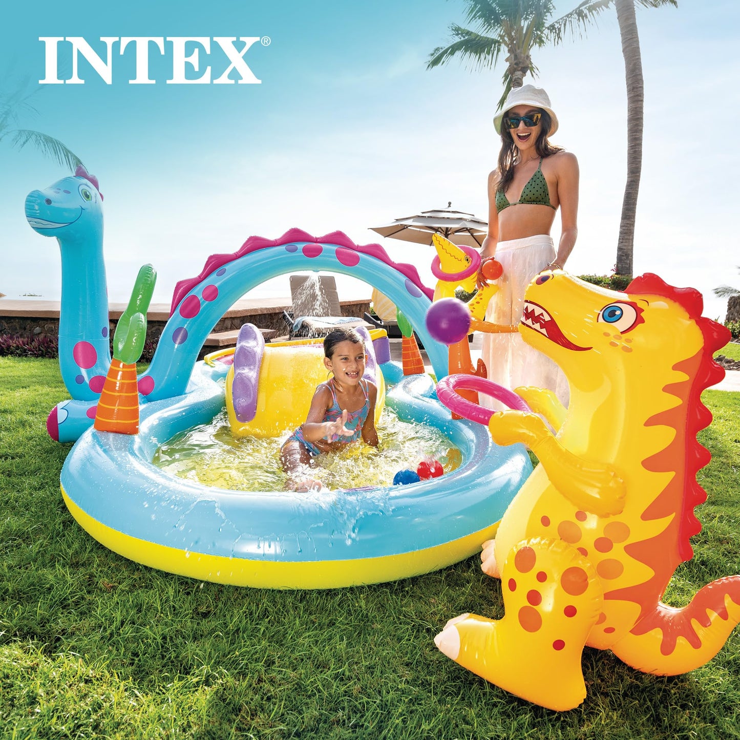 Intex Dinoland Inflatable Kiddie Pool 11' x 7.5'