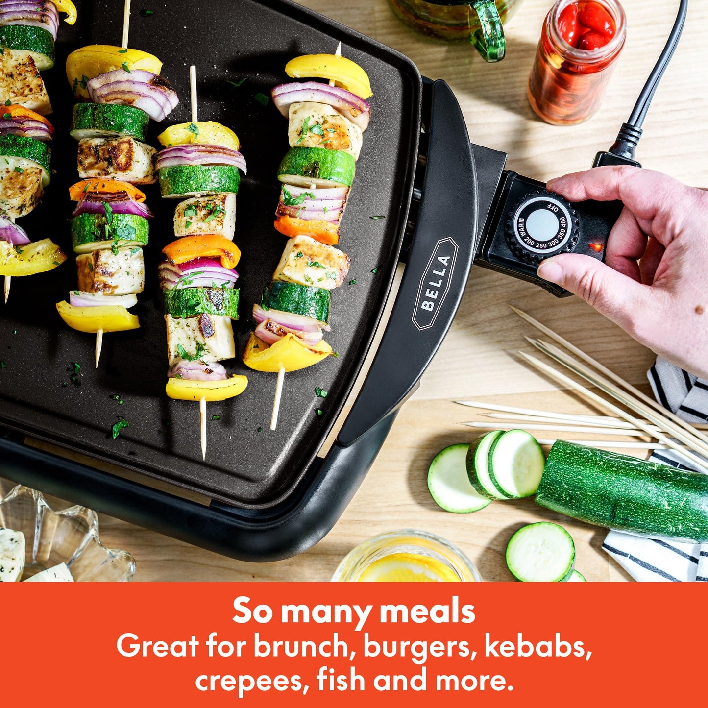 BELLA Electric Griddle with Removable Probe