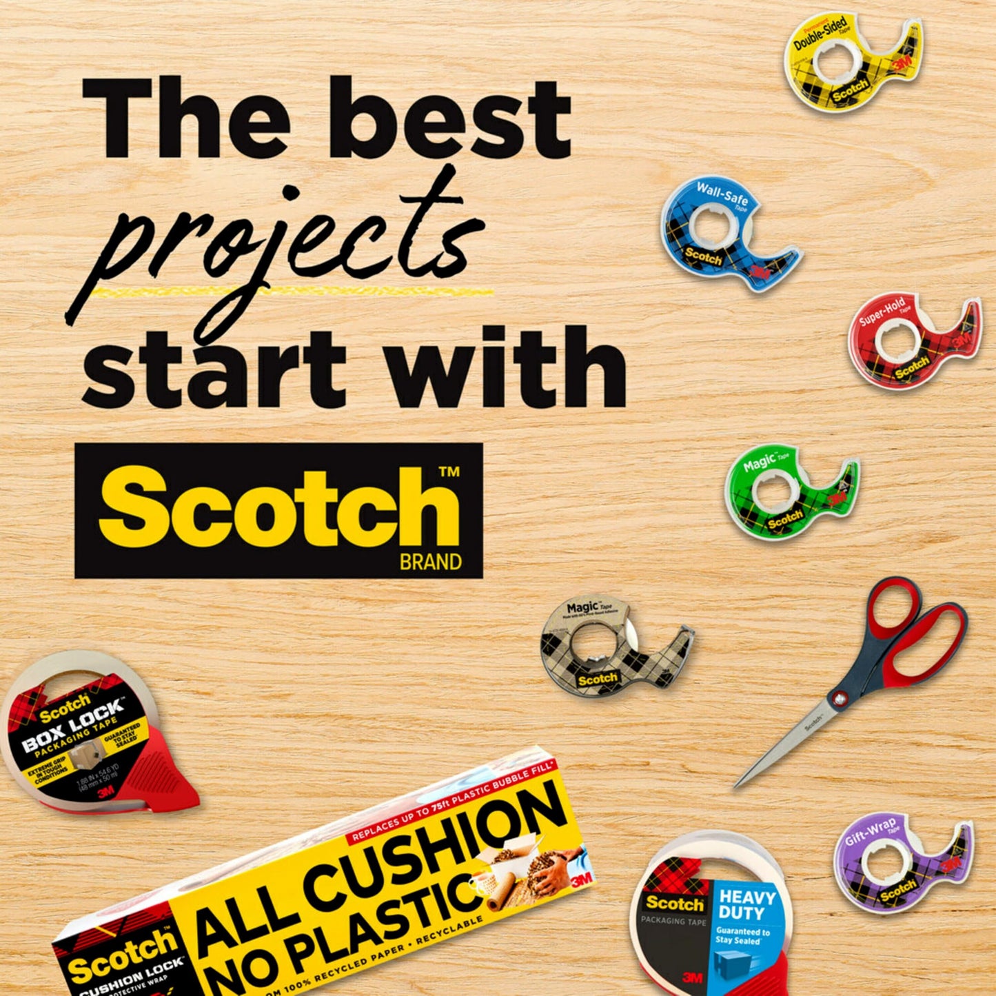 Scotch Super-Hold Tape, 4 Rolls, Dispensered