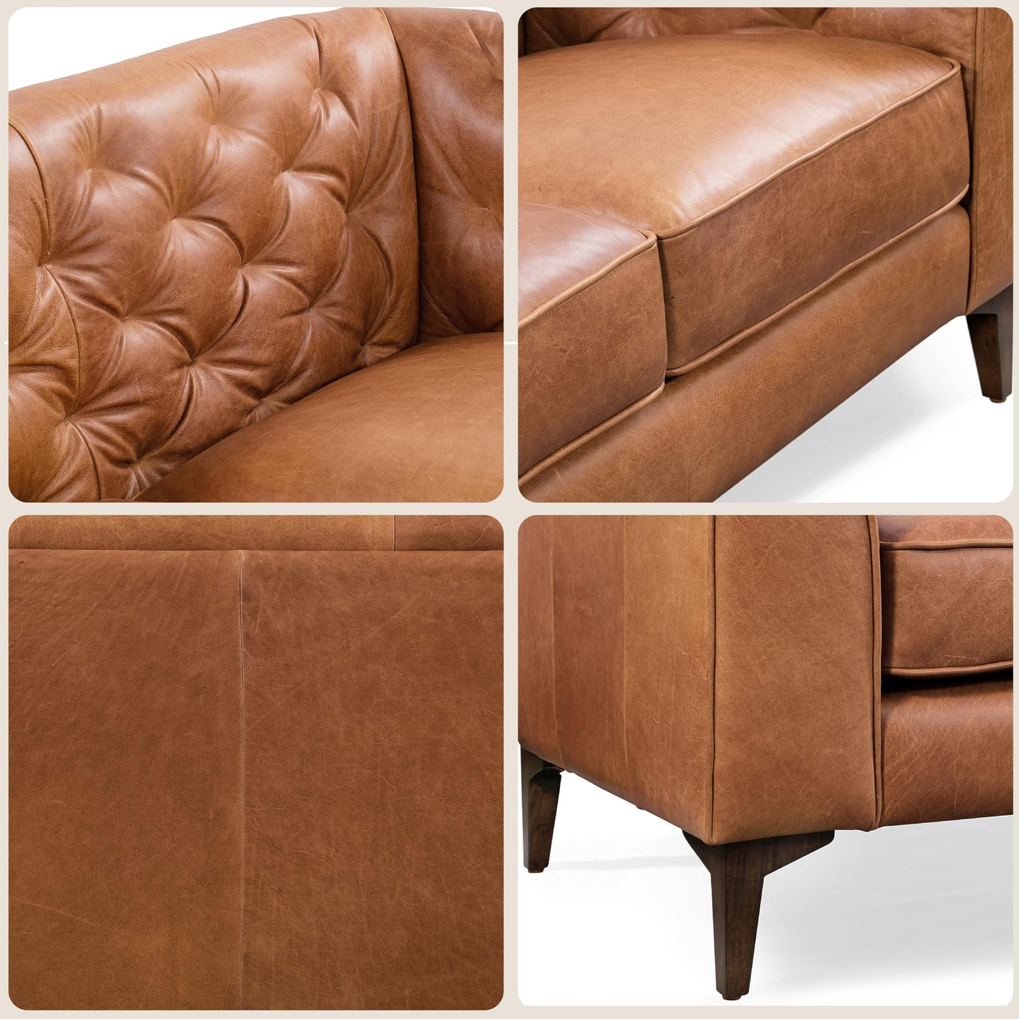 Poly & Bark Leather Sofa with Tufted Back