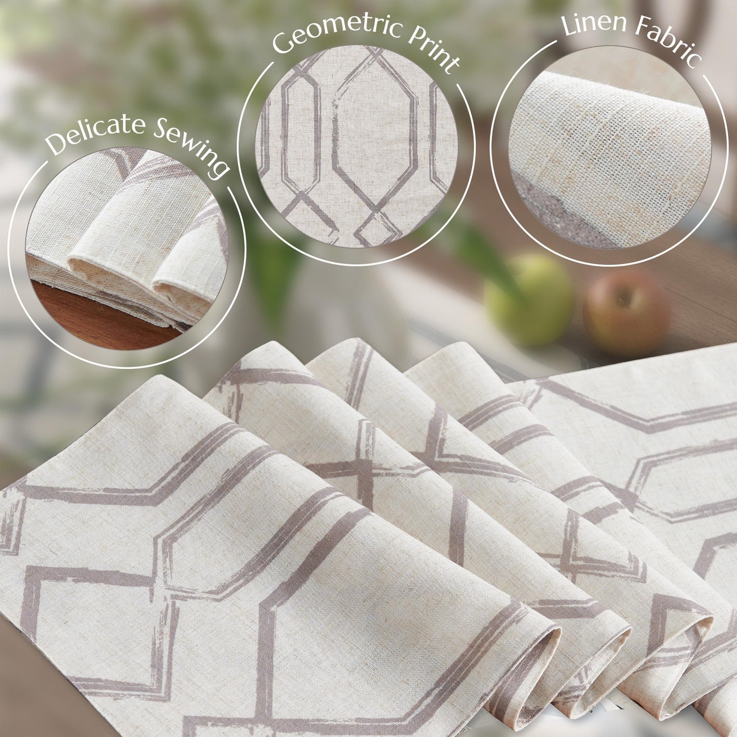 JINCHAN Linen Table Runner Moroccan Tile Print Kitchen Table Cloth 72 Inch Diamond Design Farmhouse Rustic Coffee Table Decor for Kitchen Dining Table Indoor Outdoor Decor 1 Panel Grey on Beige