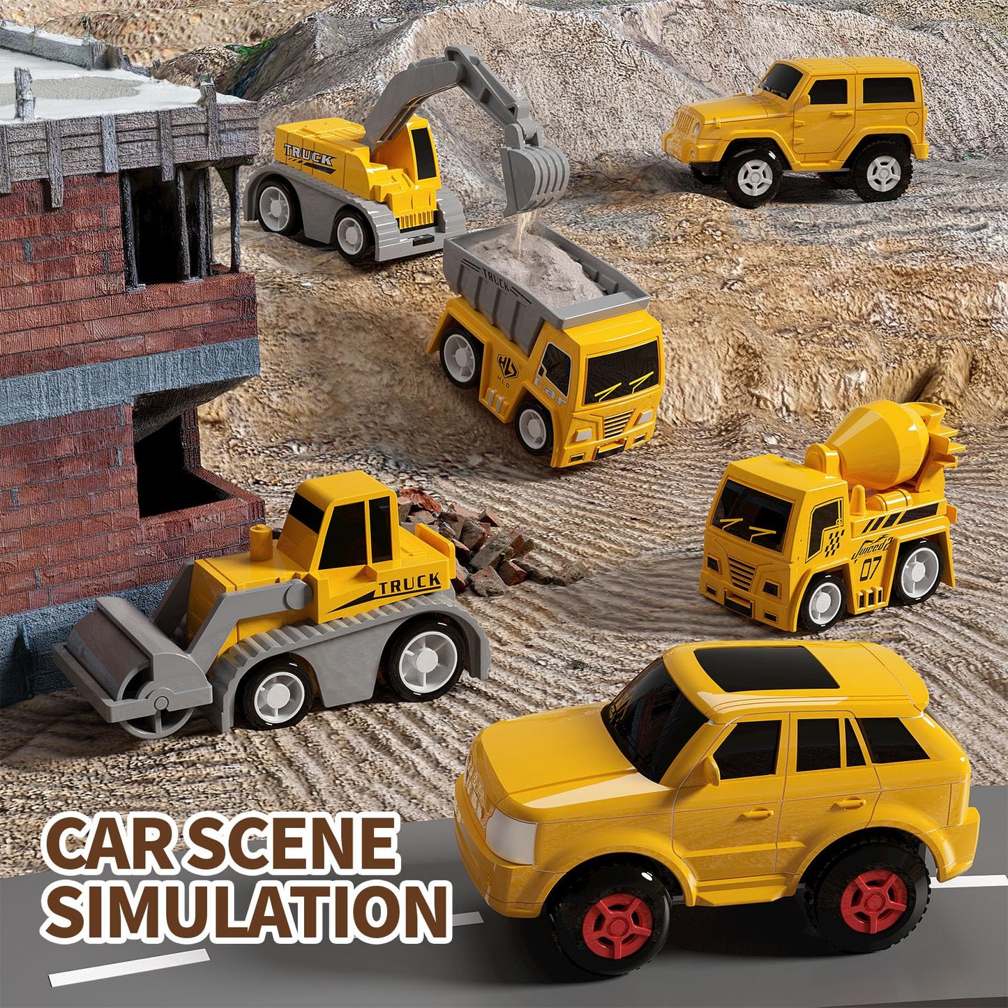 iHaHa 299 PCS Construction Race Tracks Boys Toys, 6 PCS Engineering Cars and Flexible Race Track Playset Create A Engineering Road Gifts Toys for 3 4 5 6 Year Old Boys Kids