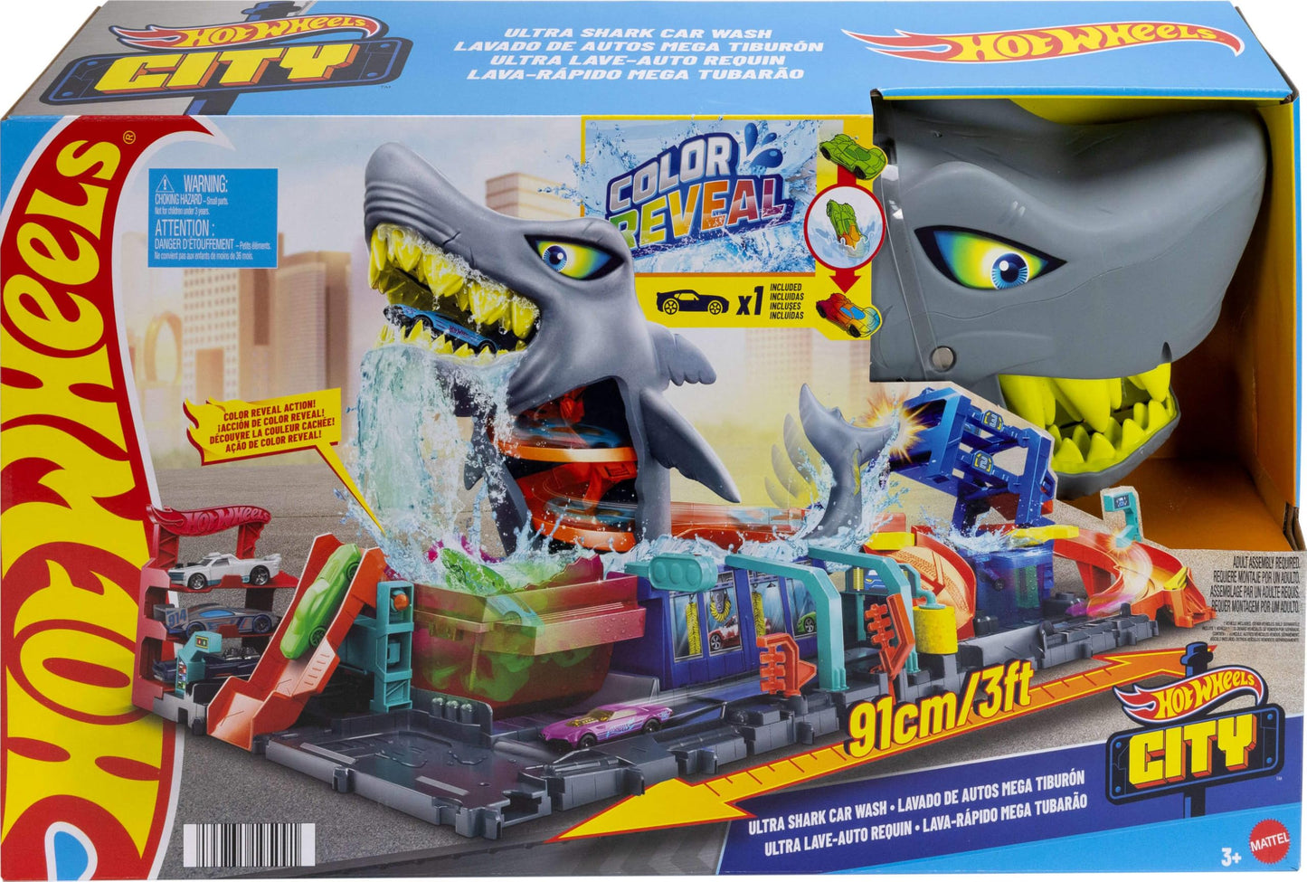 Hot Wheels Shark Car Wash Track Set with Vehicle