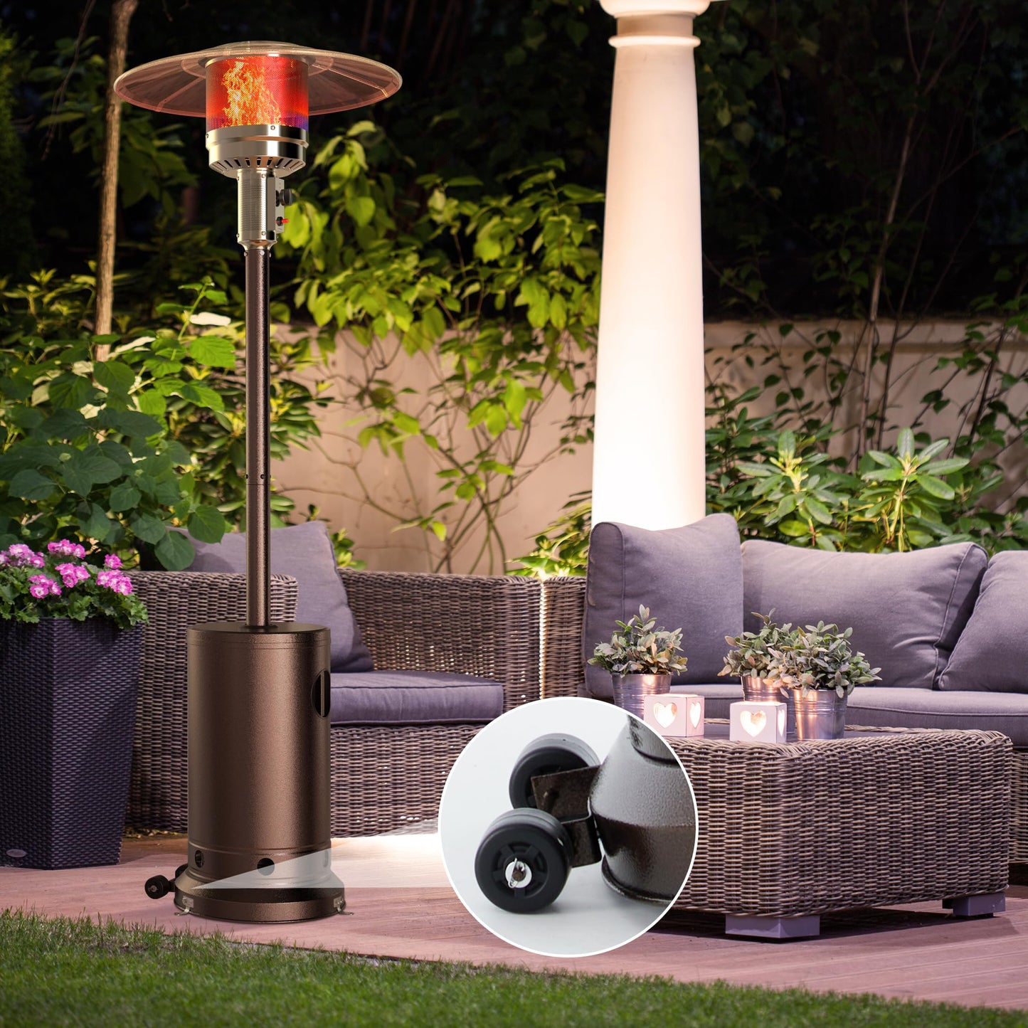 OLIXIS 48,000 BTU Outdoor Patio Heater with Wheels